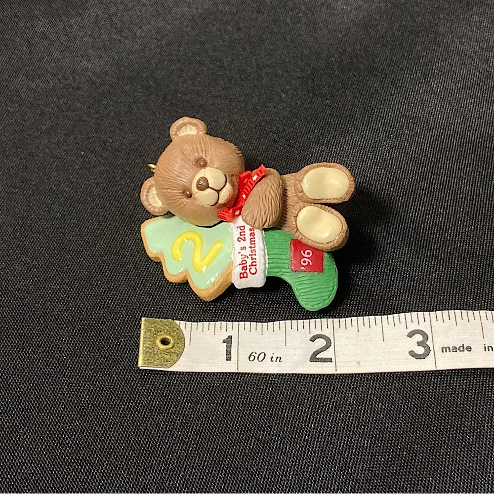 💚 Vintage Hallmark Keepsake ornament Child’s Second Christmas 1996 Teddy Bear